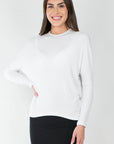 DOLMAN RIBBED CREW (WHITE) - Top - Yakira Bella