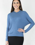 DOLMAN RIBBED V (DENIM) - Top - Yakira Bella