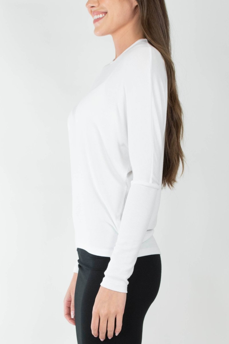 DOLMAN RIBBED V (WHITE) - Top - Yakira Bella