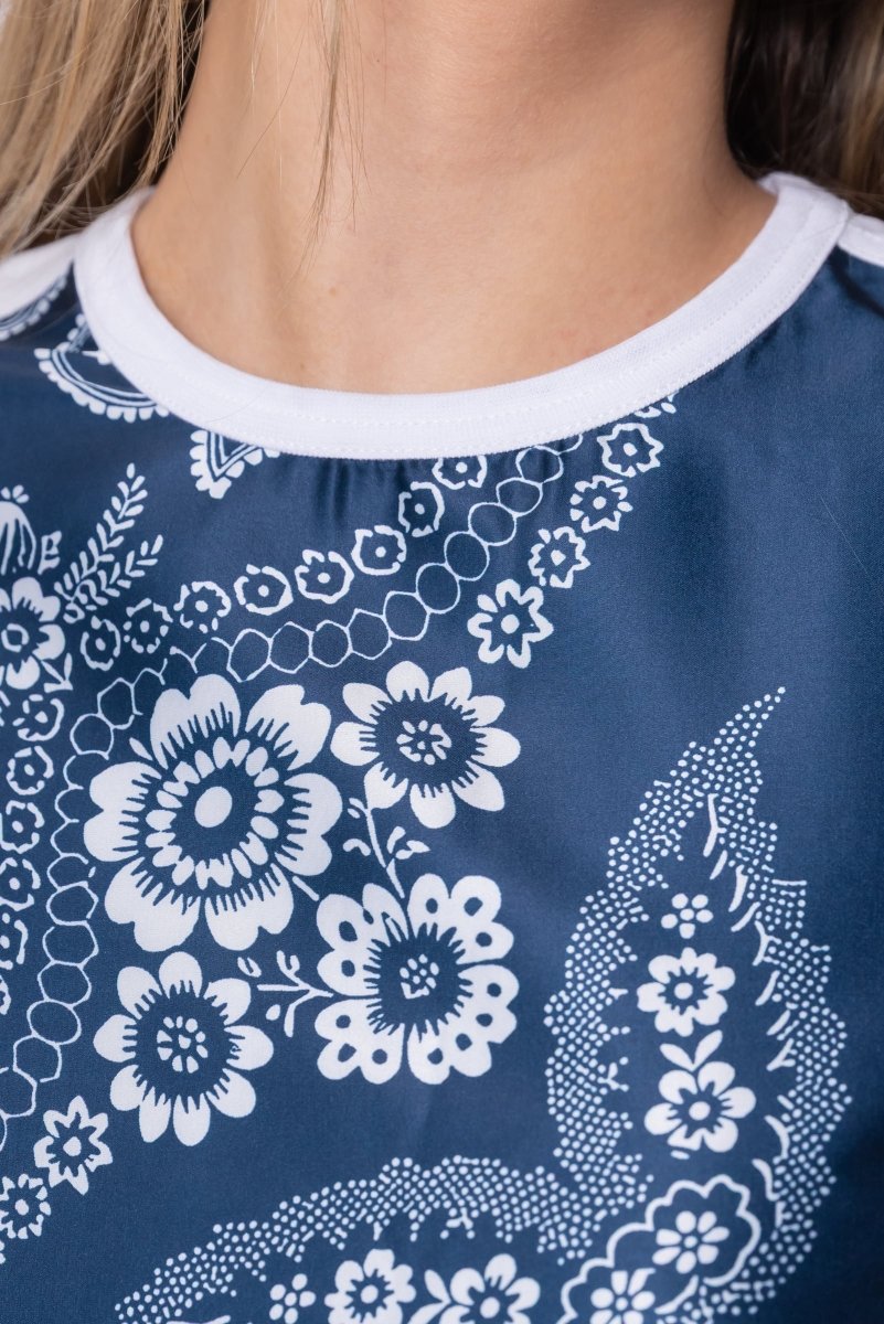 Edie Top (White/Navy Pattern) - Top - Yakira Bella