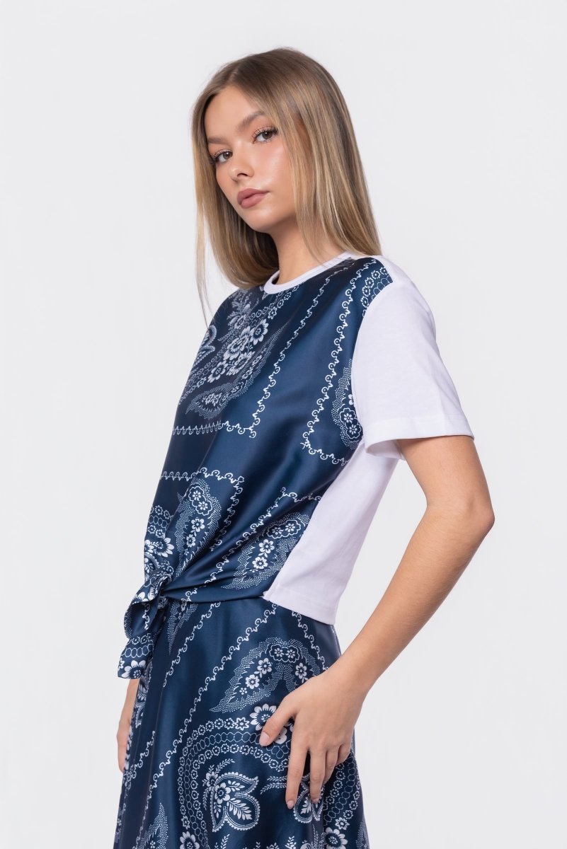 Edie Top (White/Navy Pattern) - Top - Yakira Bella