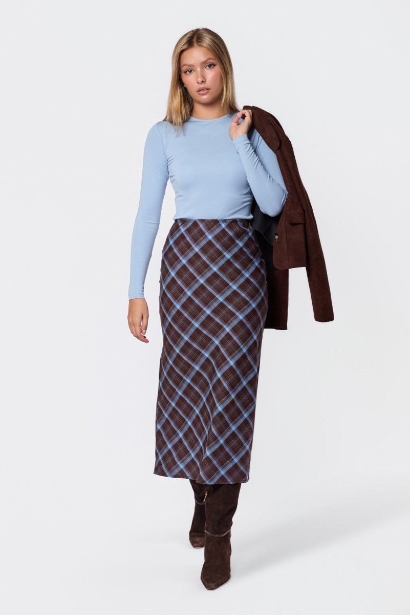 Elenia Skirt (Brown Plaid) - Skirt - Yakira Bella