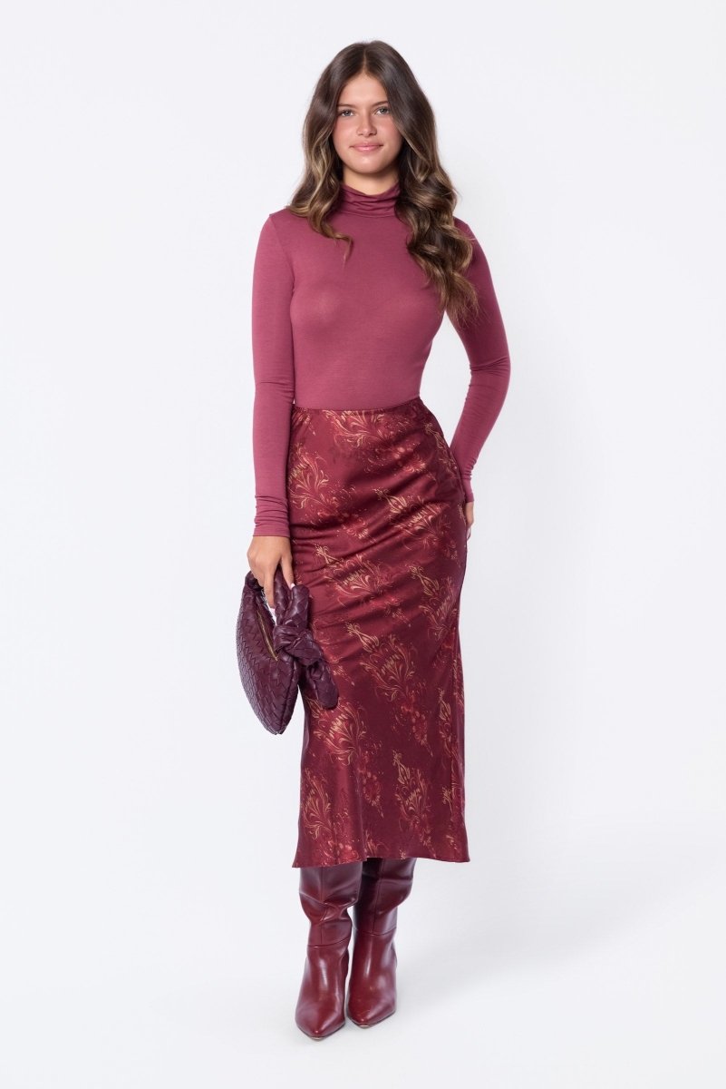 Elenia Skirt (Burgundy Pattern) - Skirt - Yakira Bella