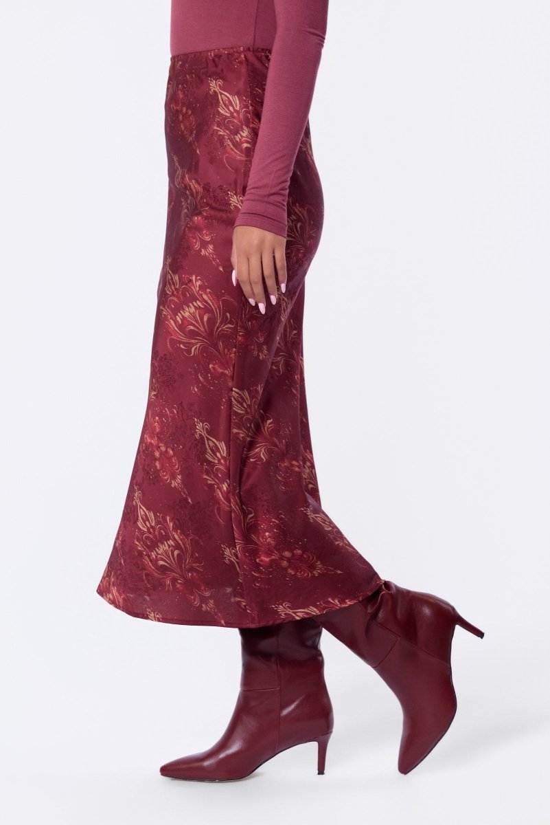 Elenia Skirt (Burgundy Pattern) - Skirt - Yakira Bella