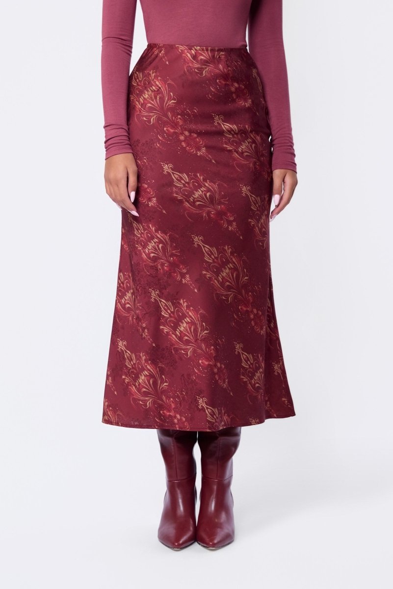 Elenia Skirt (Burgundy Pattern) - Skirt - Yakira Bella