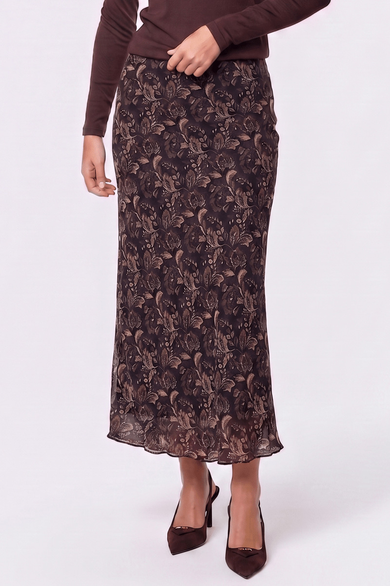 Elenia Skirt (Dark Brown Pattern) - Skirt - Yakira Bella