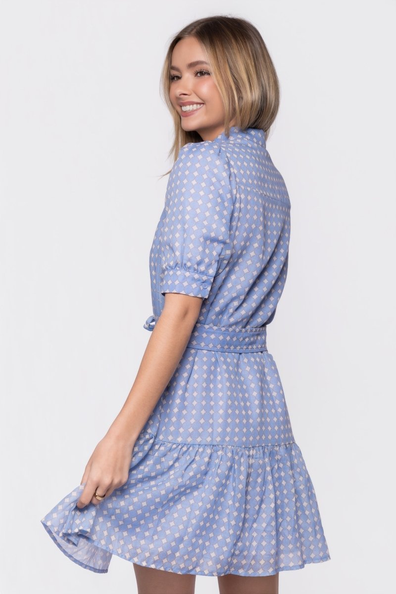 Elisa Dress 36" (White/Blue) - Dress - Yakira Bella