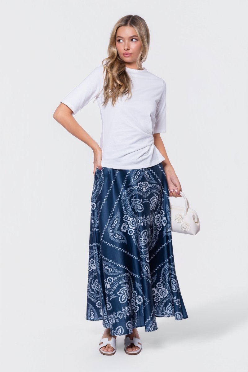 Ella Skirt 38" (Navy Ground) - Skirt - Yakira Bella
