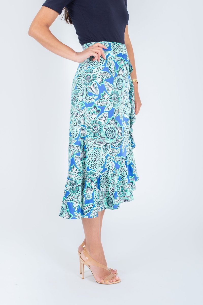 EMERSON SKIRT (BLUE PATTERN/GREEN) - Skirt - Yakira Bella