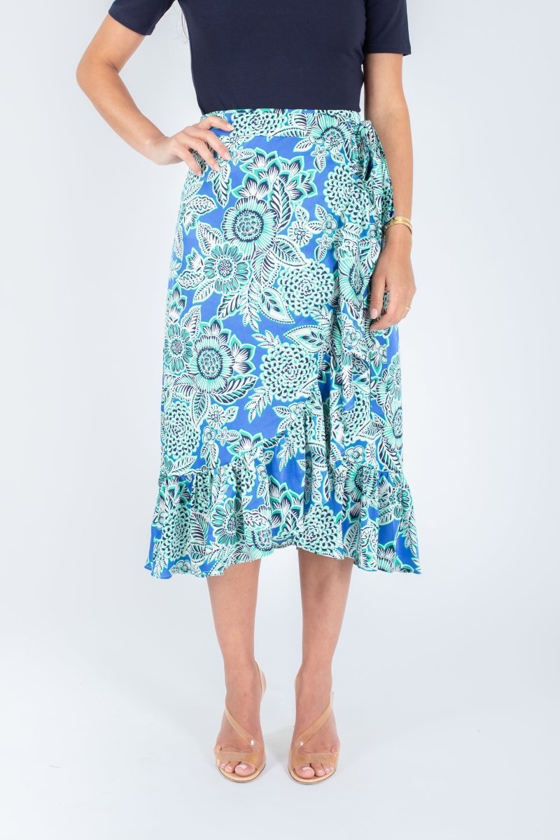 EMERSON SKIRT (BLUE PATTERN/GREEN) - Skirt - Yakira Bella