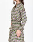 EMILY DRESS Long Sleeve (GREEN PATTERN) 41" - Dress - Yakira Bella