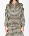 EMILY DRESS Long Sleeve (GREEN PATTERN) 41" - Dress - Yakira Bella
