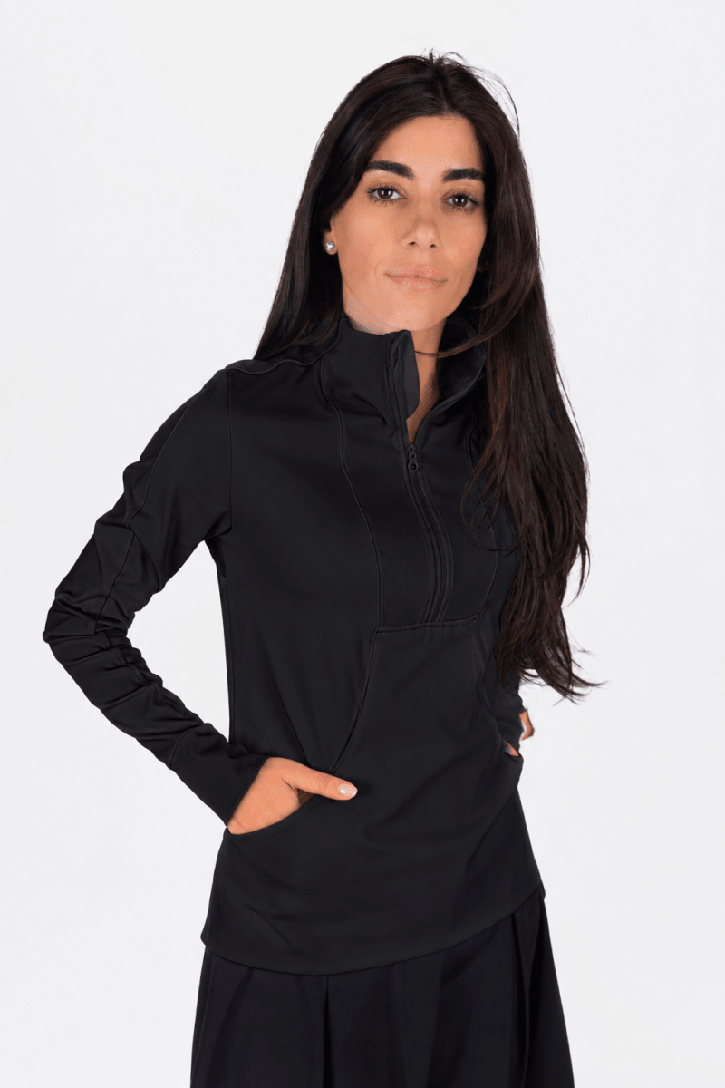 Endure Half Zip (Black) - Top - Yakira Bella