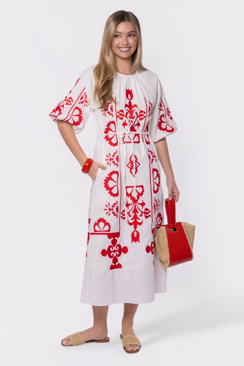 Erica Dress (White/Red) - Dress - Yakira Bella