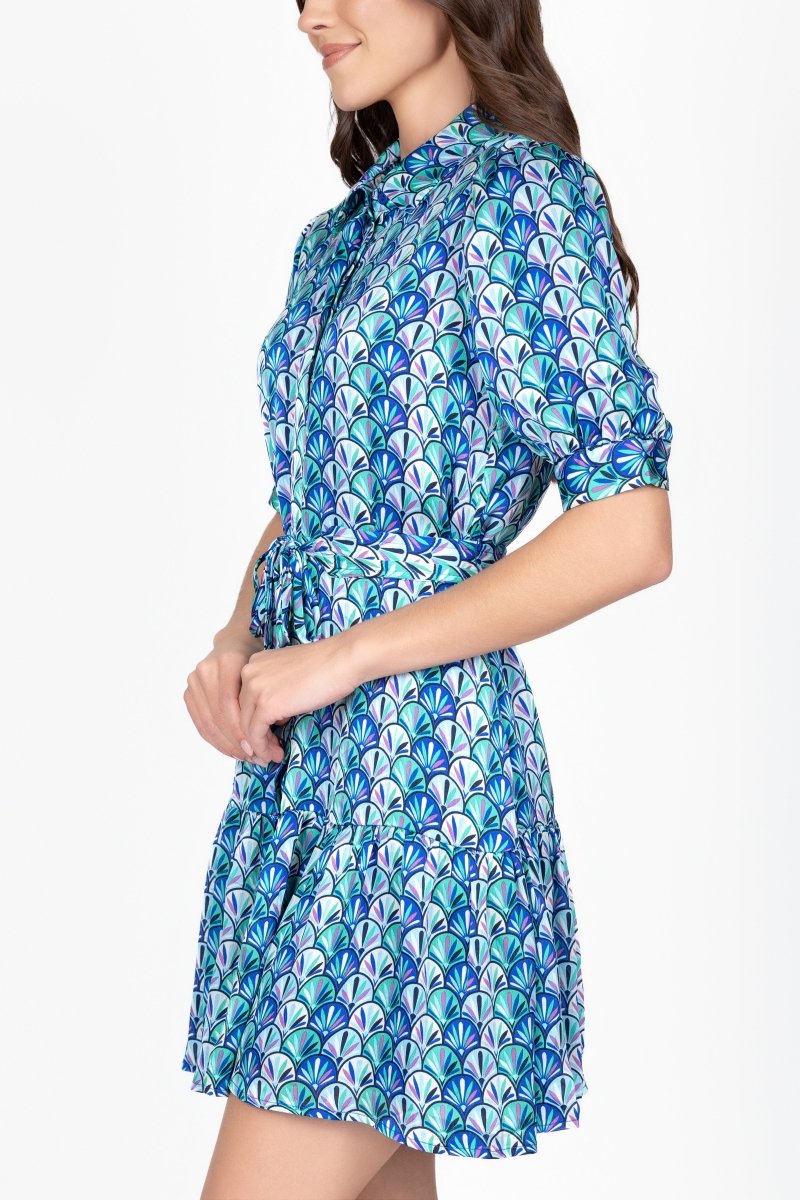 ESME DRESS Short Sleeve (BLUE PATTERN) 36" - Dress - Yakira Bella