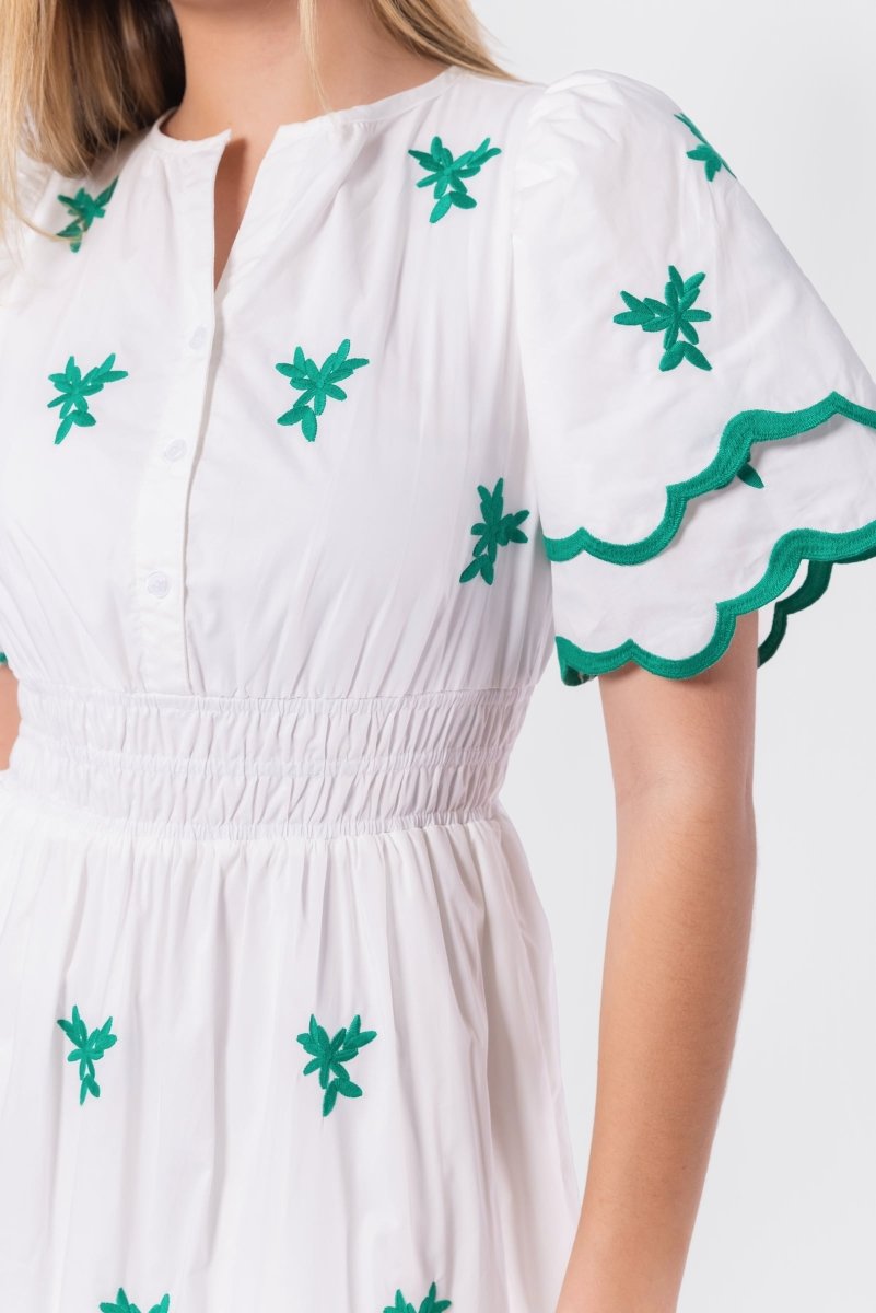 Estelle Dress (White Green) - Dress - Yakira Bella