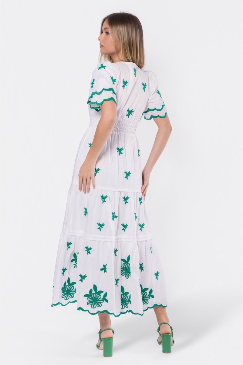 Estelle Dress (White Green) - Dress - Yakira Bella