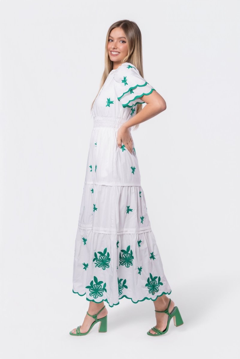 Estelle Dress (White Green) - Dress - Yakira Bella