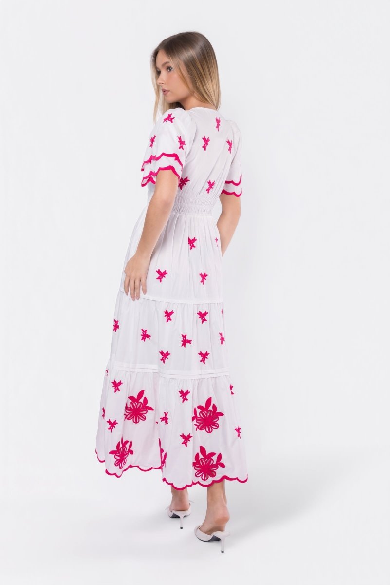 Estelle Dress (White Pink) - Dress - Yakira Bella