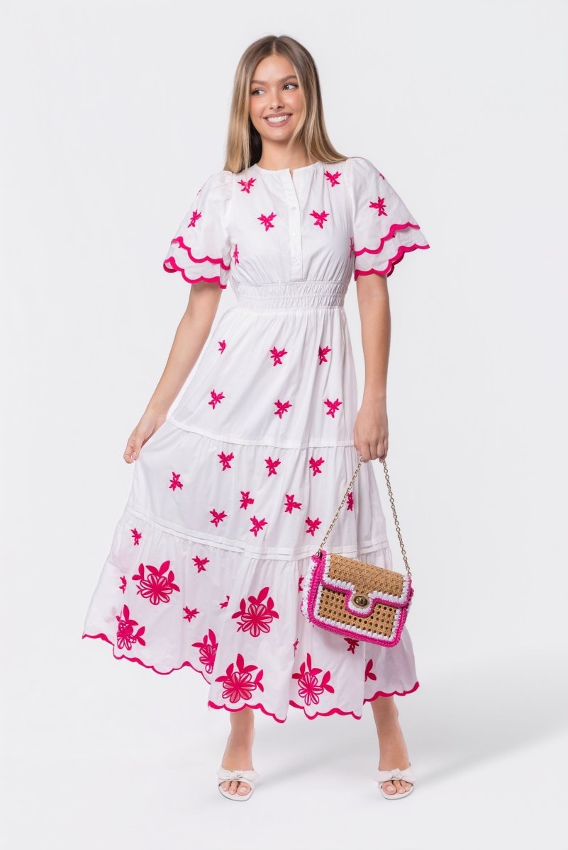 Estelle Dress (White Pink) - Dress - Yakira Bella