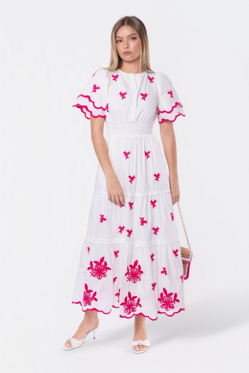Estelle Dress (White Pink) - Dress - Yakira Bella