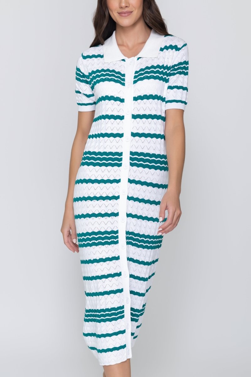 EVELYN DRESS (WHITE/GREEN) - Dress - Yakira Bella