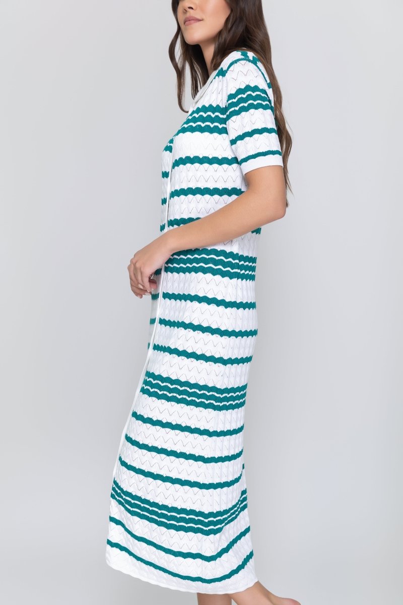 EVELYN DRESS (WHITE/GREEN) - Dress - Yakira Bella