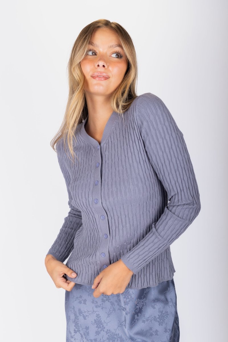 Fiora Cardigan (Blue Grey) - Top - Yakira Bella