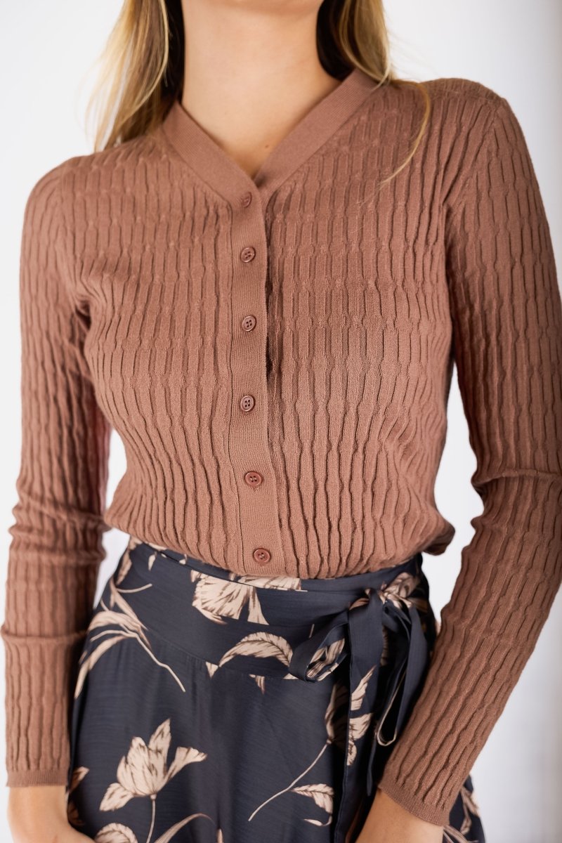 Fiora Cardigan (Brown) - Top - Yakira Bella