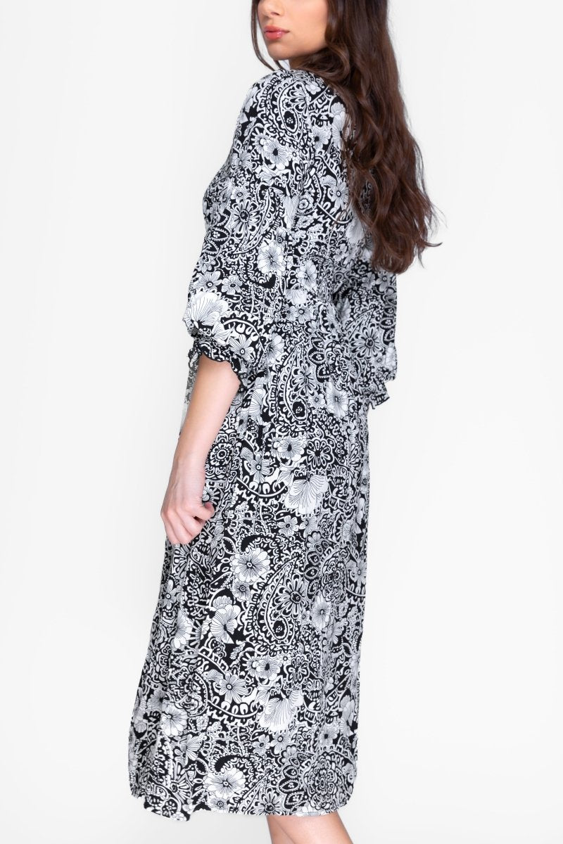 GABRIELLA DRESS (BLACK PATTERN) - Dress - Yakira Bella