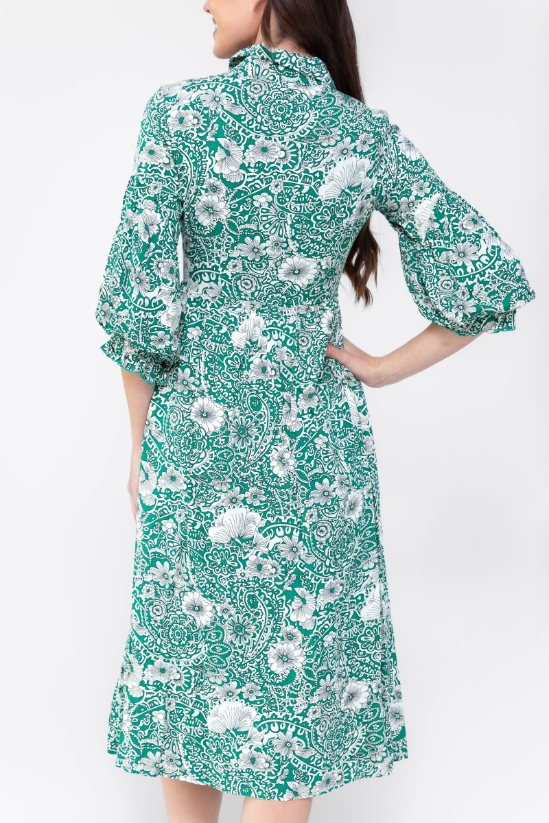 GABRIELLA DRESS (GREEN PATTERN) - Dress - Yakira Bella