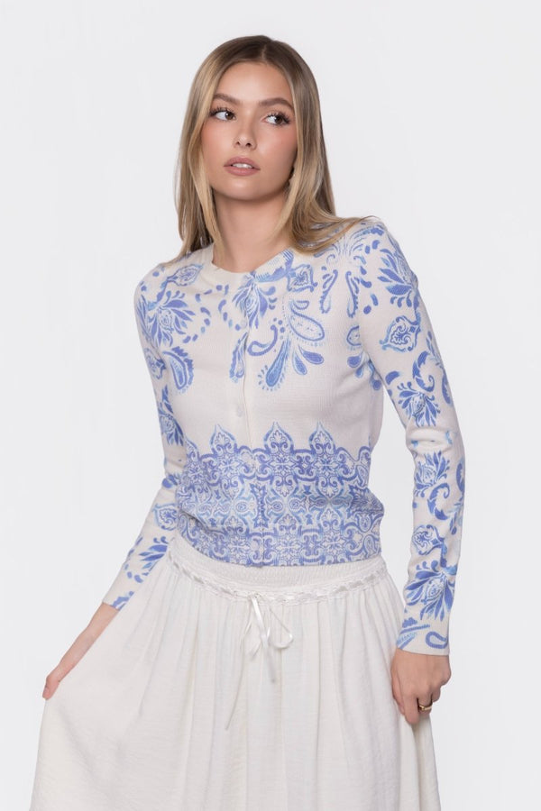 Gabrielle Cardigan (Blue Pattern) - Top - Yakira Bella