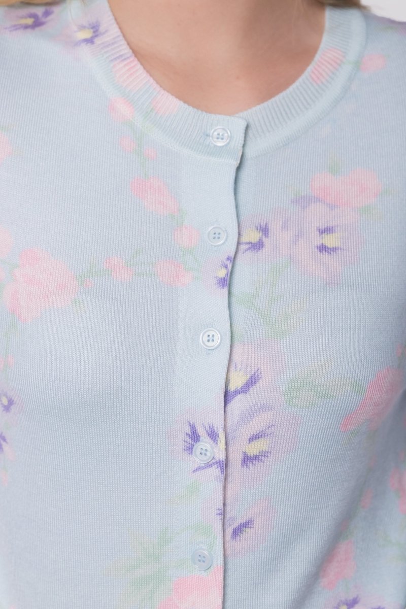 Gabrielle Cardigan (Light Blue Ground) - Top - Yakira Bella