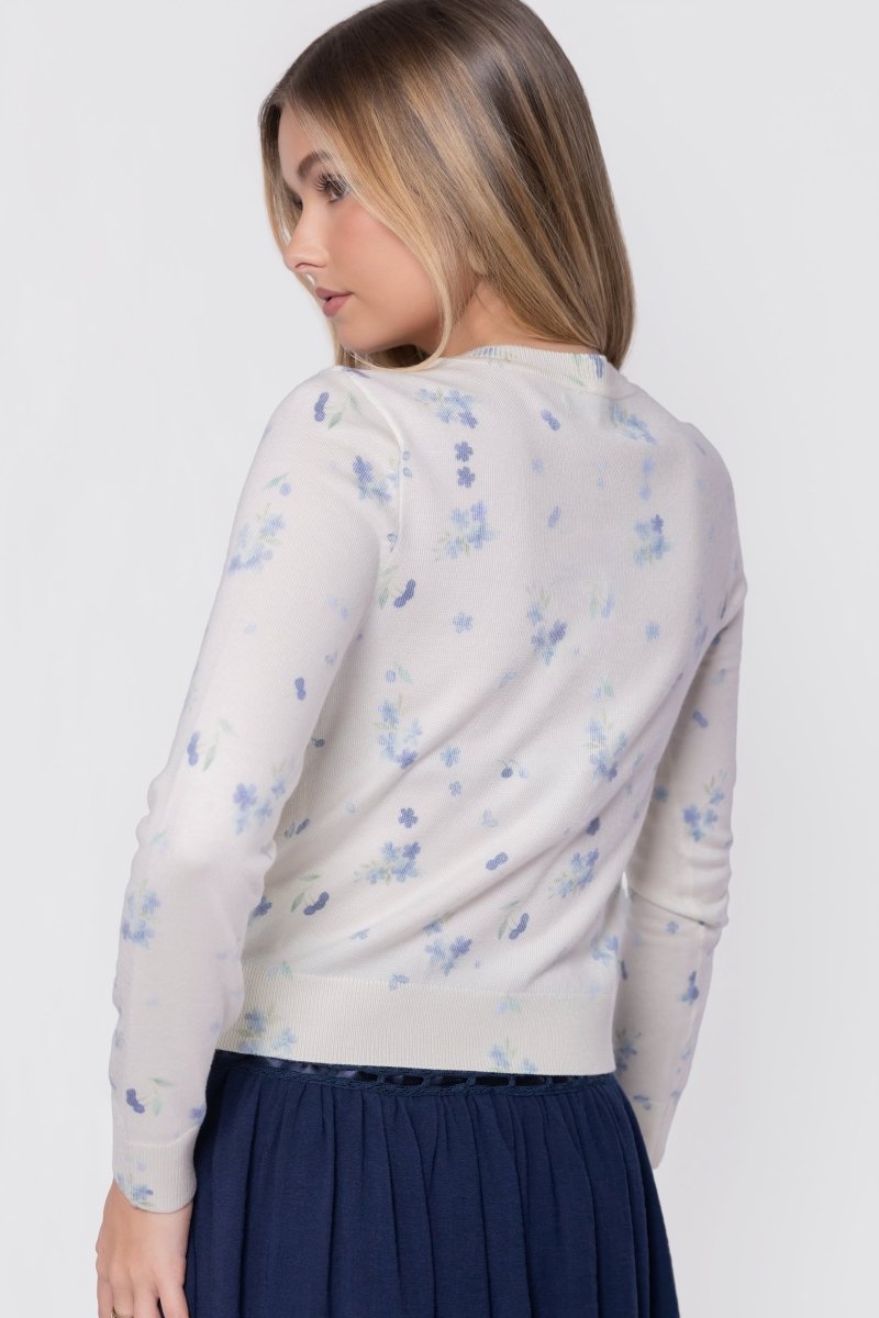 Gabrielle Cardigan (White/Blue) - Top - Yakira Bella