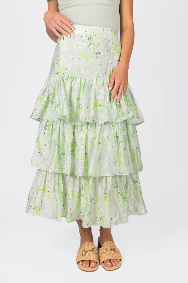 GIA SKIRT (GREEN FLOWER) - Skirt - Yakira Bella