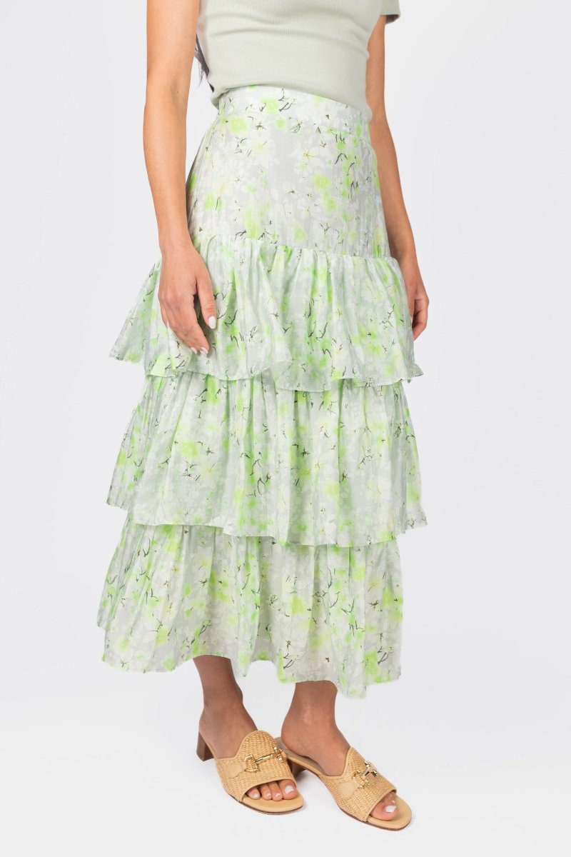 GIA SKIRT (GREEN FLOWER) - Skirt - Yakira Bella