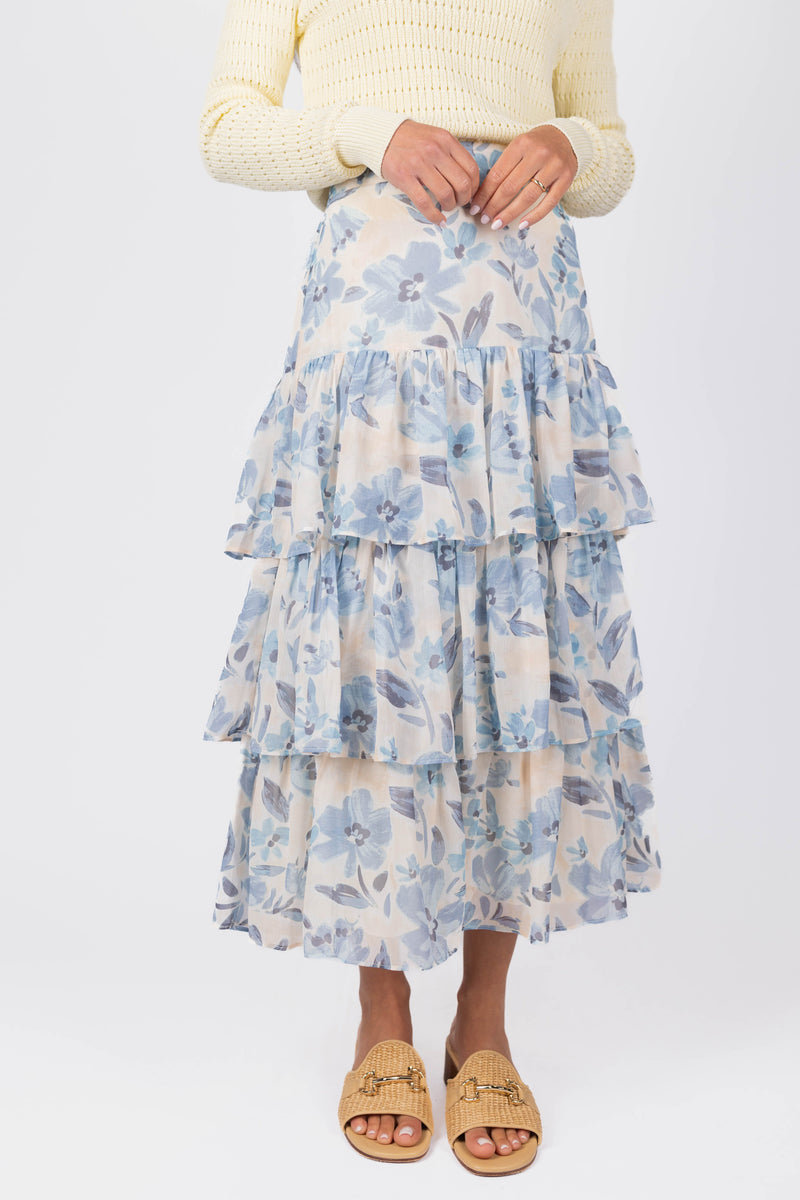 GIA SKIRT (IVORY/BLUE) - Skirt - Yakira Bella