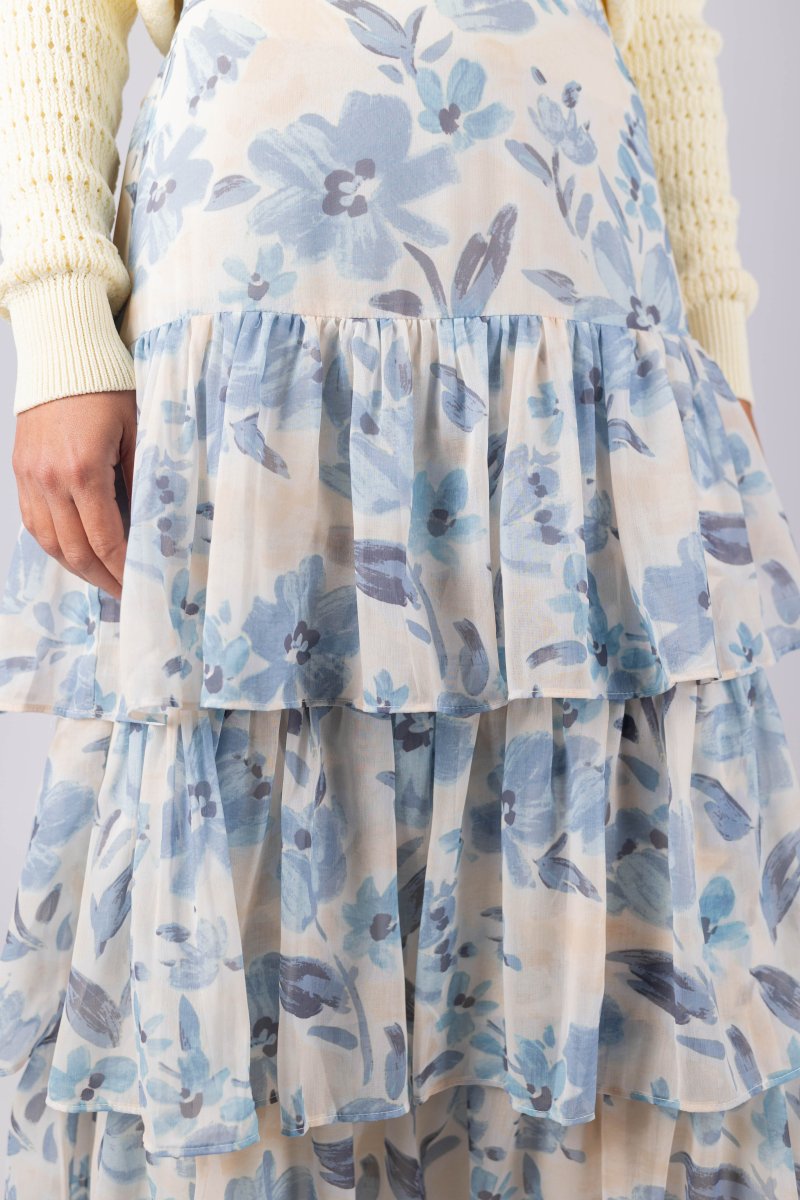 GIA SKIRT (IVORY/BLUE) - Skirt - Yakira Bella