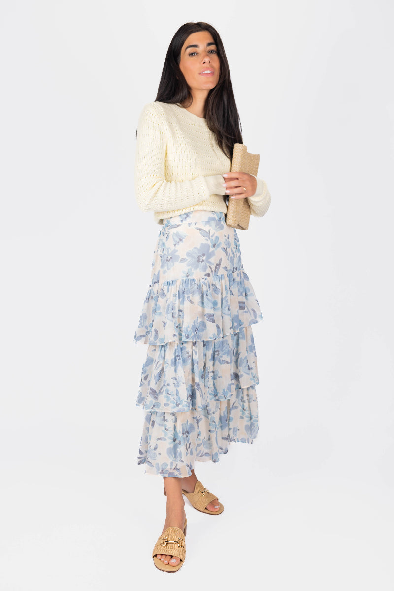 GIA SKIRT (IVORY/BLUE) - Skirt - Yakira Bella