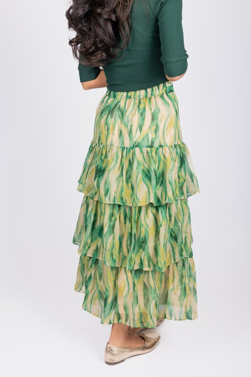 GIA SKIRT (IVORY/GREEN) - Skirt - Yakira Bella