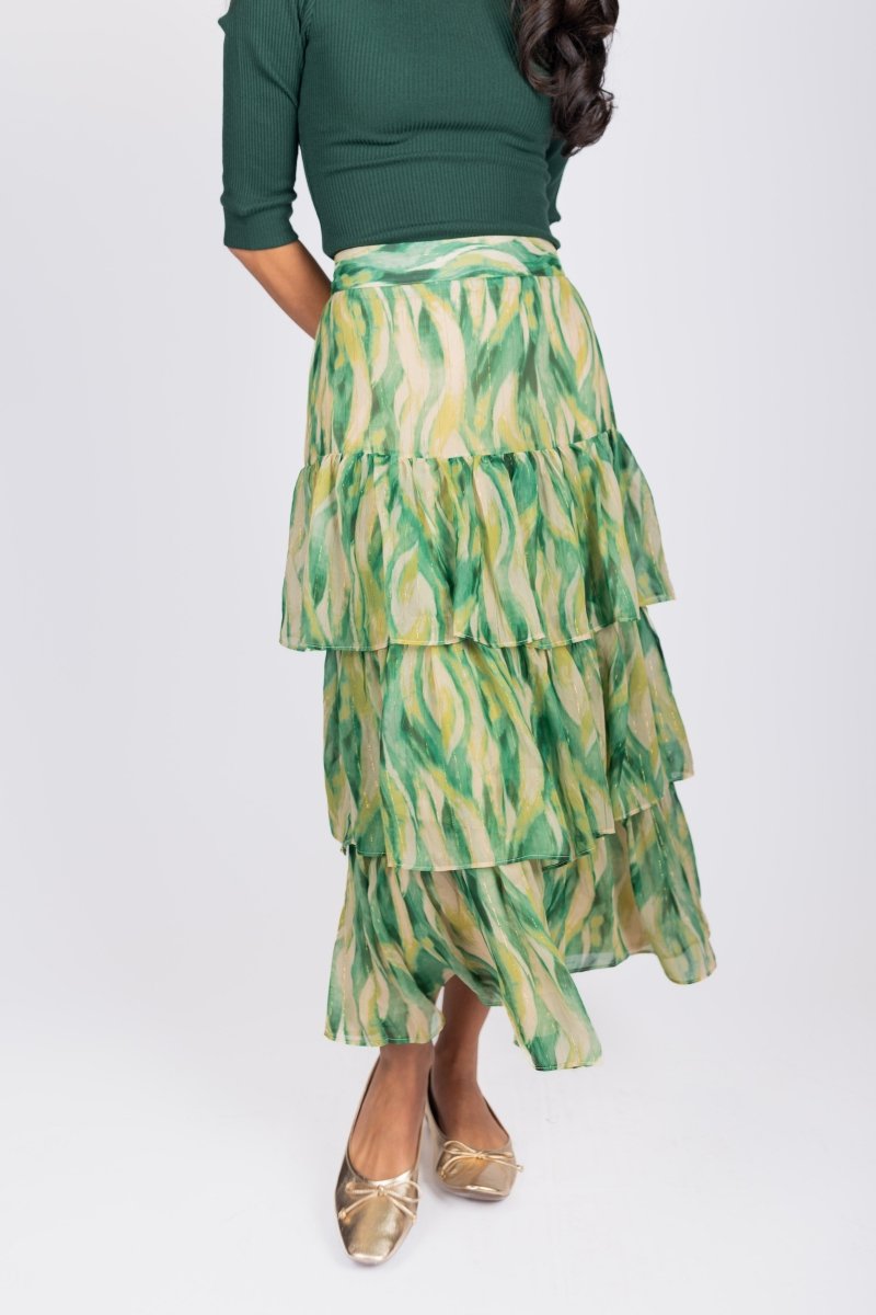 GIA SKIRT (IVORY/GREEN) - Skirt - Yakira Bella