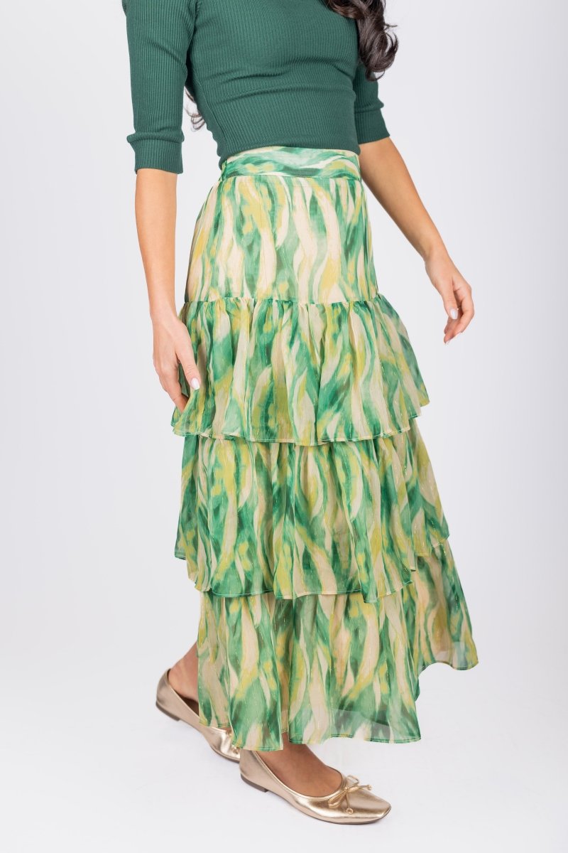 GIA SKIRT (IVORY/GREEN) - Skirt - Yakira Bella