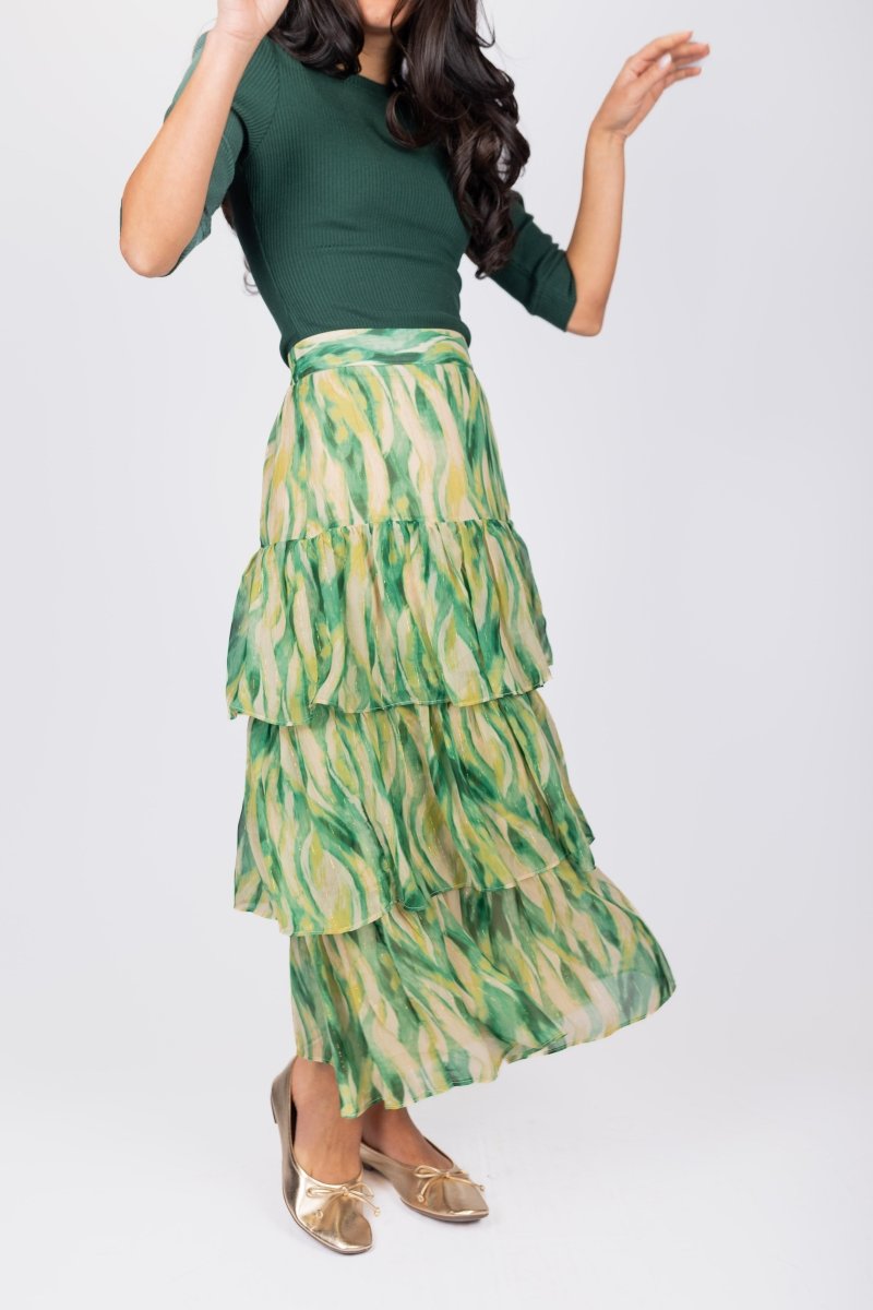 GIA SKIRT (IVORY/GREEN) - Skirt - Yakira Bella