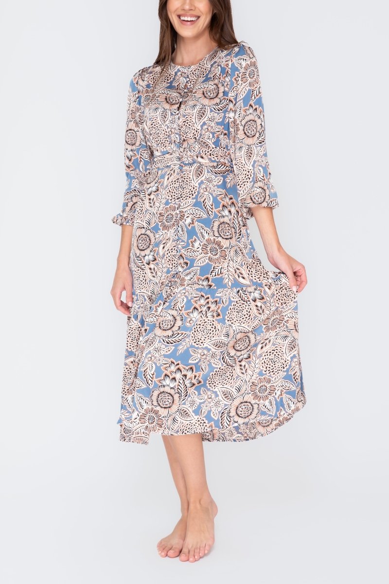 GWENYTH DRESS (Blue/Patchwork) - Dress - Yakira Bella