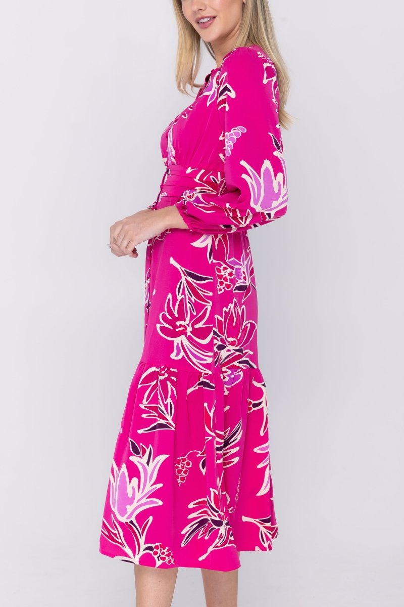 GWENYTH DRESS (FUCHSIA FLOWER) - Dress - Yakira Bella