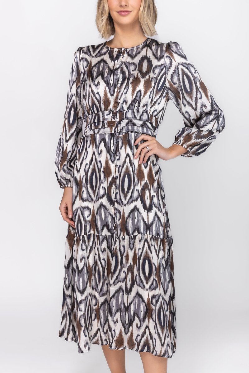 GWENYTH DRESS (WHITE/GREY) - Dress - Yakira Bella