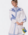 Hailey Dress (White Blue) - Dress - Yakira Bella