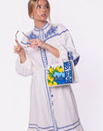 Hailey Dress (White Blue) - Dress - Yakira Bella