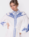 Hailey Dress (White Blue) - Dress - Yakira Bella