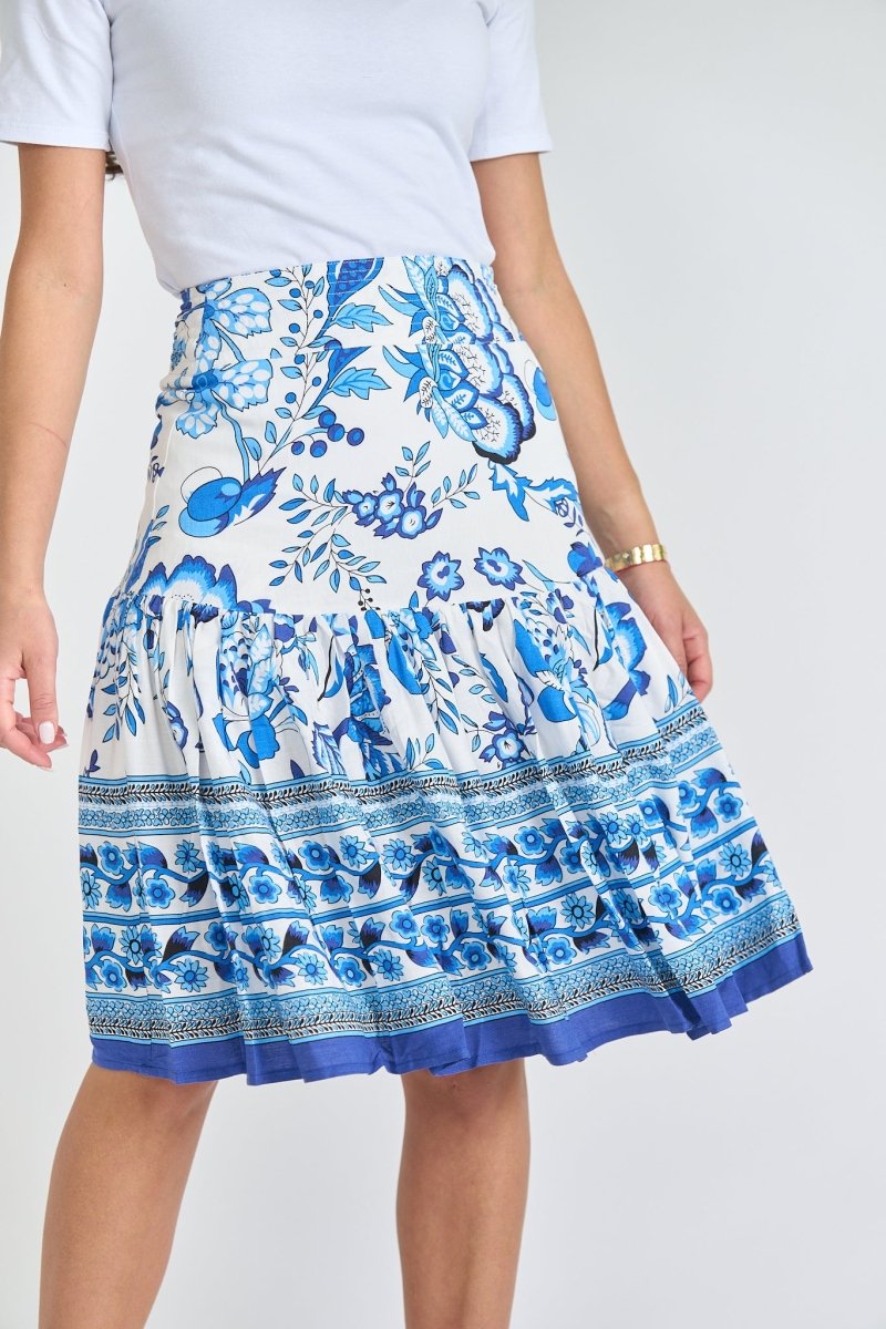 HAYDEN SKIRT (White/Blue) - Skirt - Yakira Bella